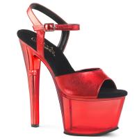 SKY-309MT Pleaser high heels platform sandal red metallic tinted