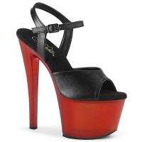 SKY-309T Pleaser high heels platform sandal black matte red frosted