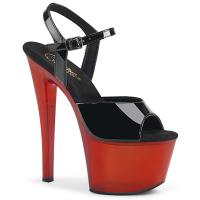 SKY-309T Pleaser high heels platform sandal black patent red frosted