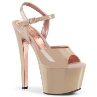 SKY-309TT Pleaser High-Heels Bi-Color Plateausandaletten haut Lack rosegold chrom