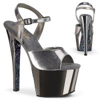 SKY-309TTG Pleaser High-Heels Plateausandaletten zinn metallic Chrom Glitter