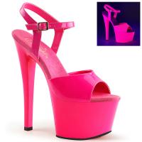 SKY-309UV Pleaser High-Heels Plateausandaletten rundum hotpink Neon UV reaktiv