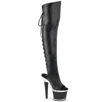 SPECTATOR-3019 Pleaser vegan textured platform over-the-knee boot black matte