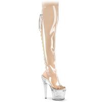 SPECTATOR-3019C Pleaser high heels platform open toe over-the-knee boot clear