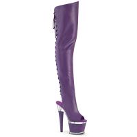 SPECTATOR-3030 Pleaser High Heels Struktur Plateauoverkneestiefel lila Lederoptik