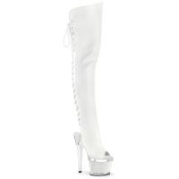 SPECTATOR-3030 Pleaser High Heels Struktur Plateauoverkneestiefel klar weiß Matt