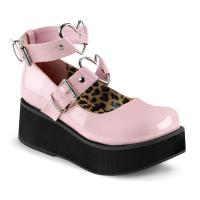 SPRITE-02 DemoniaCult platform pump shoes ankle strap heart o-ring baby pink patent