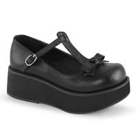 SPRITE-03 DemoniaCult platform pump shoes t-strap bow black matte