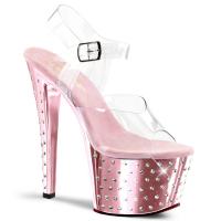 STARDUST-708 Pleaser high heels platform sandal clear baby pink chrome rhinestones