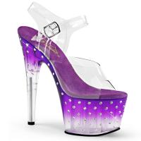 STARDUST-708T Pleaser high heels platform sandal tinted clear purple rhinestones