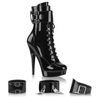 SULTRY-1023 Fabulicious Damen High Heels Stiefeletten Manschetten schwarz Lack