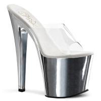 TABOO-701 Pleaser high heels platform slide clear silver chrome
