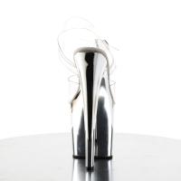 TABOO-708 Pleaser high heels platform ankle strap sandal clear silver chrome