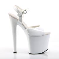 TABOO-709 Pleaser high heels platform ankle strap sandal white patent