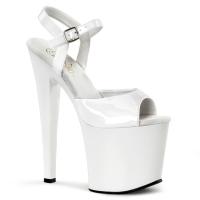 TABOO-709 Pleaser high heels platform ankle strap sandal white patent