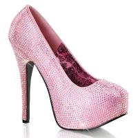 TEEZE-06R Bordello elegant platform high heels baby pink satin iridescent rhinstones