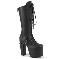 TORMENT-170 DemoniaCult vegan high heels platform knee high boot charm detail black matte