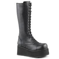 TRASHVILLE-502 DemoniaCult Unisex platform 17 eyelet knee boot black