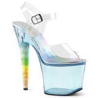 UNICORN-708T Pleaser high heels platform sandal transparent unicorn heel baby blue tinted
