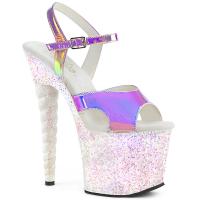 UNICORN-711LG Pleaser High-Heels Plateausandaletten Einhornabsatz lila opal Glitter