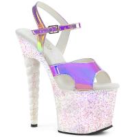 UNICORN-711LG Pleaser high heels platform sandal unicorn heel purple opal multi glitter