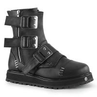 VALOR-150 DemoniaCult vegan men women lace-up front plateau ankle boot black matte