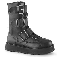 VALOR-210 DemoniaCult men women lace-up front mid-calf plateau boot black matte