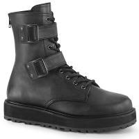 VALOR-250 DemoniaCult vegan men women lace-up plateau ankle boot straps black matte