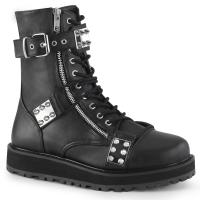 VALOR-280 DemoniaCult vegan men women lace-up front ankle plateau boot spikes black matte