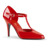 VANITY-415 elegante Pleaser High-Heels T-Riemchen Pumps seitlich offen rot Lack