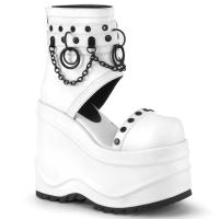 WAVE-22 DemoniaCult cutout bootie sandal d-rings o-rings chain white matte