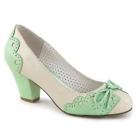 WIGGLE-17 Pin Up Couture Schleifen Pumps Herz Cutout creme-mint Lederoptik