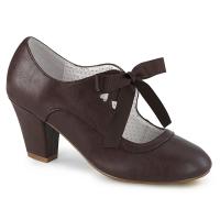 WIGGLE-32 Pin Up Couture vegane Mary Jane Damen Pumps Herz Cutouts dunkel braun Lederoptik