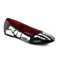 X-RAY-01 Funtasma adult ballet flat with x-ray skeleton print black white matte