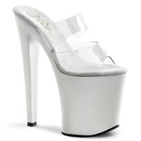 XTREME-802 Pleaser High-Heels Plateausandaletten Doppelriemchen klar weiß