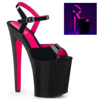 XTREME-809TT Pleaser High-Heels Plateausandaletten schwarz neon uv hotpink