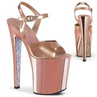XTREME-809TTG Pleaser High-Heels Plateausandaletten rosegold metallic chrom glitter