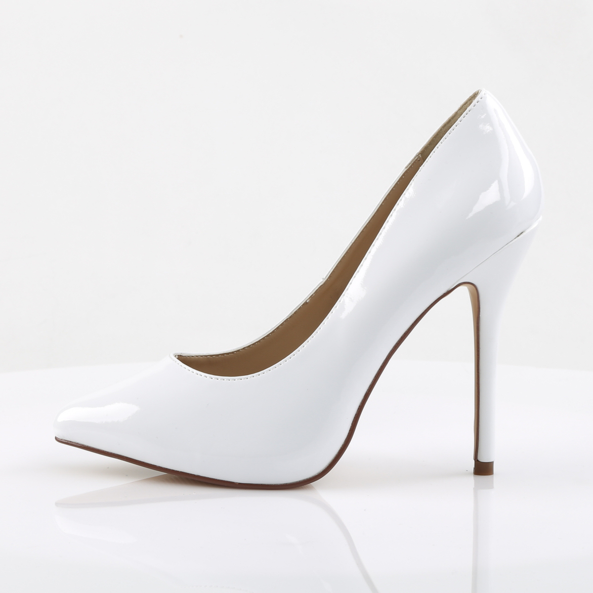 AMUSE-20 Pleaser high heels classic hidden platform pump white patent