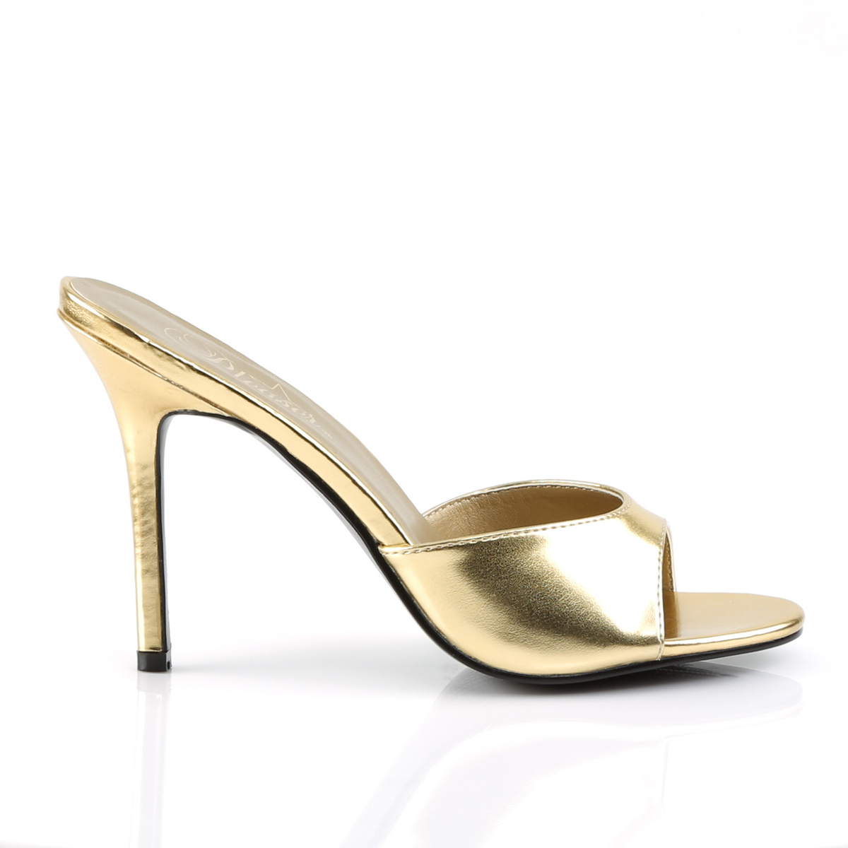 CLASSIQUE-01 Pleaser high heels peep toe slide gold metallic - Schuh ...