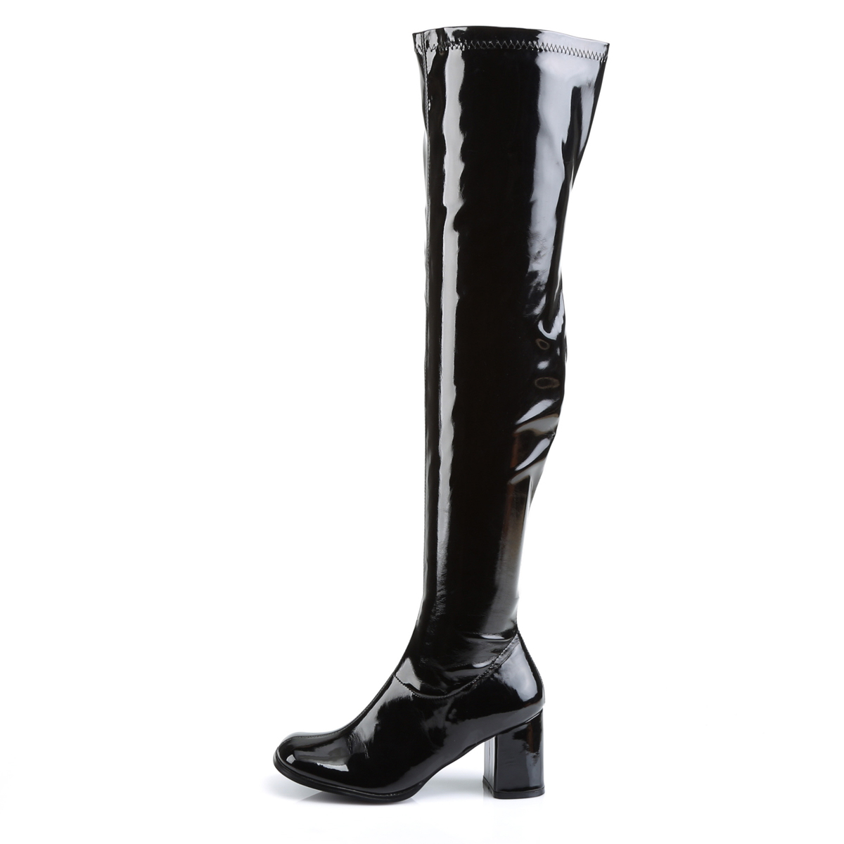 GOGO-3000 sexy Funtasma women over-the-knee boot black stretch patent ...