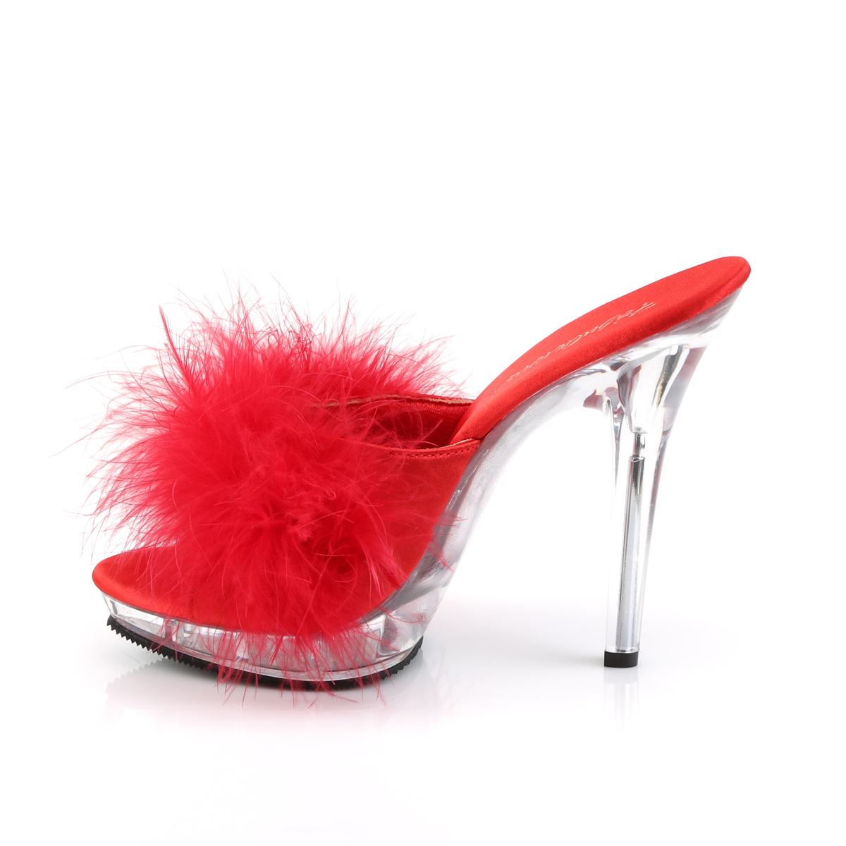 LIP-101-8 Fabulicious high heels platform marabou slipper red satin ...