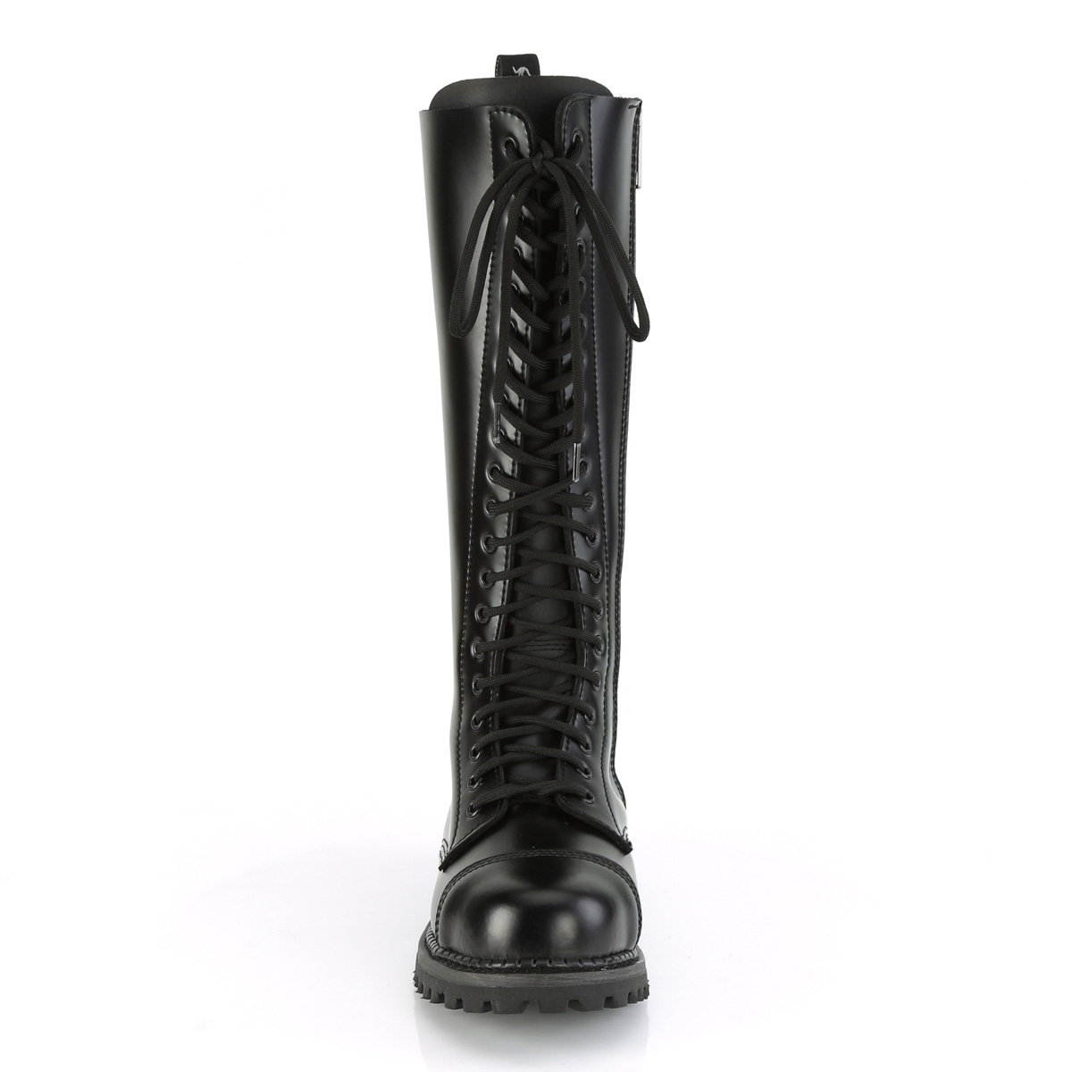 RIOT-20 Demonia Damen Herren 20 Ösen Schnürstiefel Stahlkappe schwarz Leder