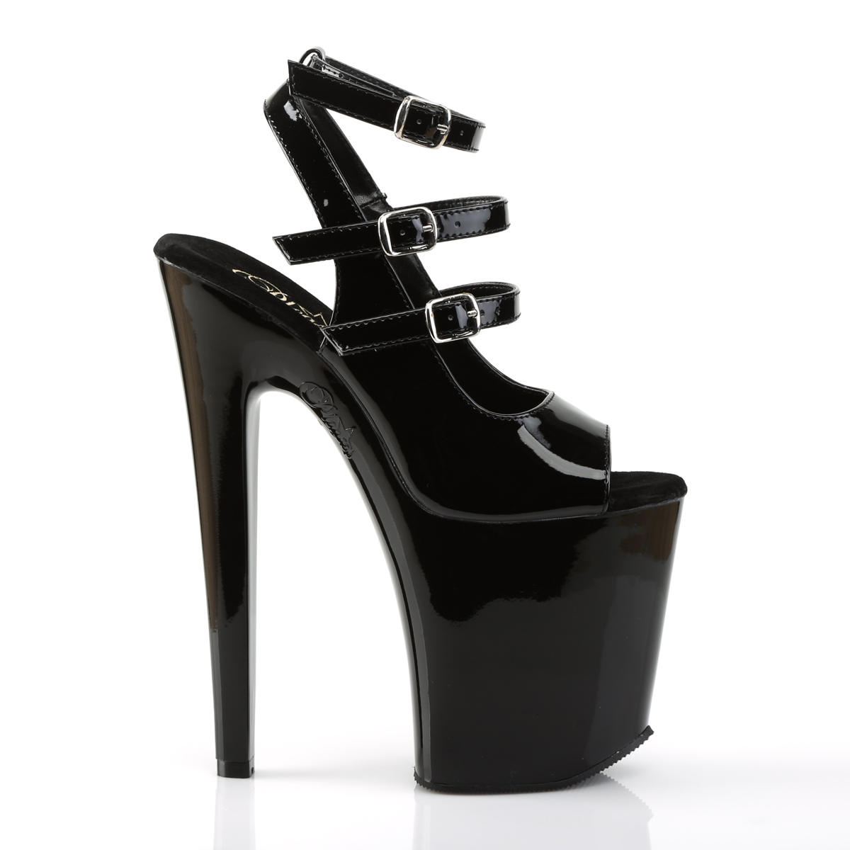 XTREME-873 Pleaser high heels platform ankle strap sling sandal black patent - Schuh-GroÃhandel 