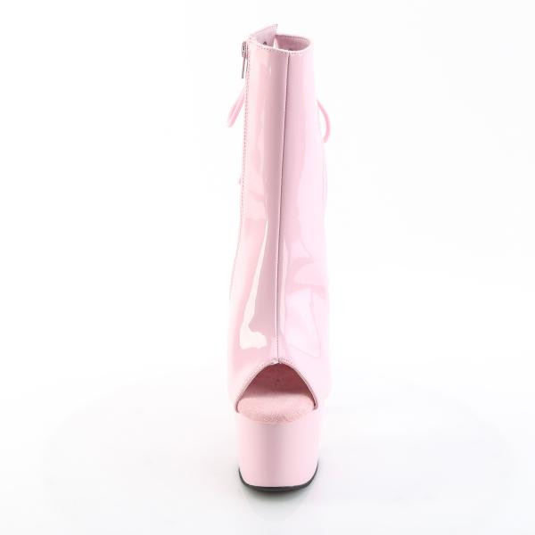ADORE-1018 Pleaser high heels platform open toe ankle boot baby pink patent