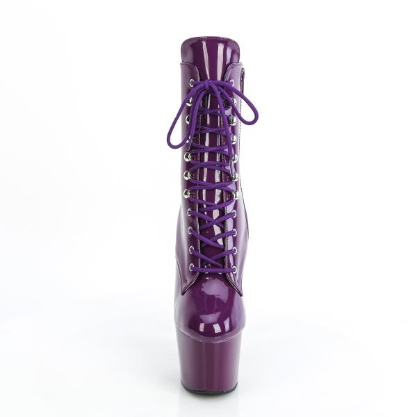 ADORE-1020 Pleaser vegane Damen High-Heels Plateau Schnürstiefeletten lila Lack