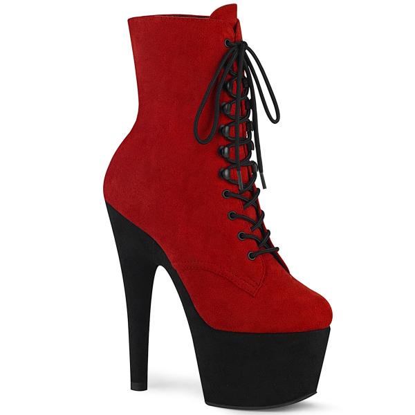 ADORE-1020FSTT Pleaser Damen High-Heels Plateaustiefeletten rot schwarz Mikrofaser