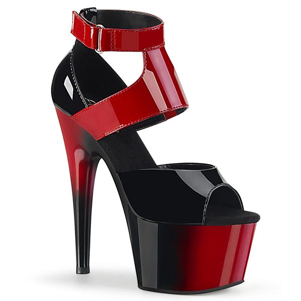 ADORE-700-16 Pleaser Bi-Color High-Heels Sandaletten Farbverlauf schwarz rot Lack