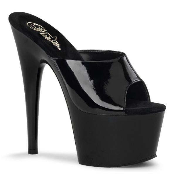 ADORE-701 Pleaser high heels platform slide mules black patent