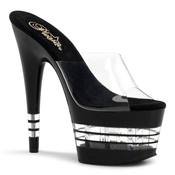 ADORE-701LN Pleaser High-Heels Plateaupantoletten schwarz transparente Streifen