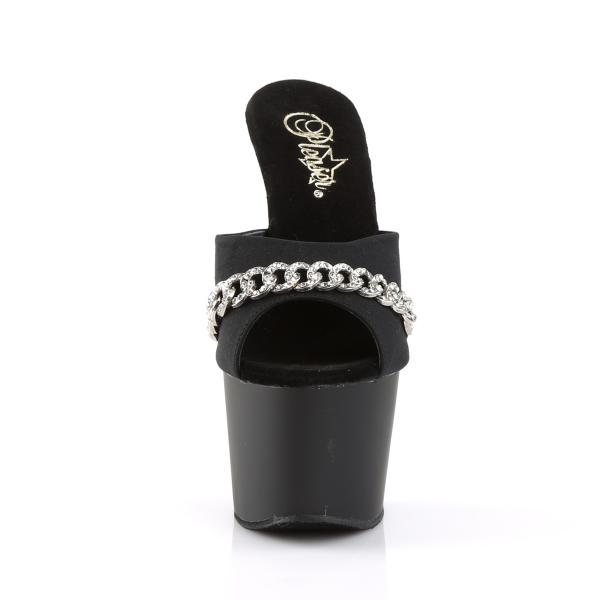 ADORE-701PS-2 Pleaser High-Heels Plateaupantoletten schwarz mit Glitzerkette